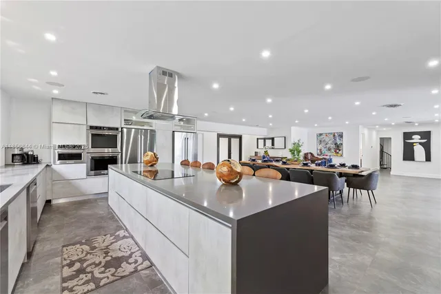 a kitchen with lots of counter top space