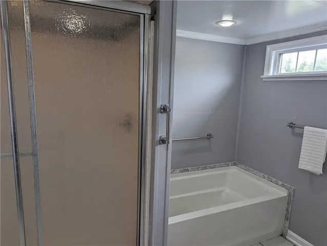 a bathroom with a tub