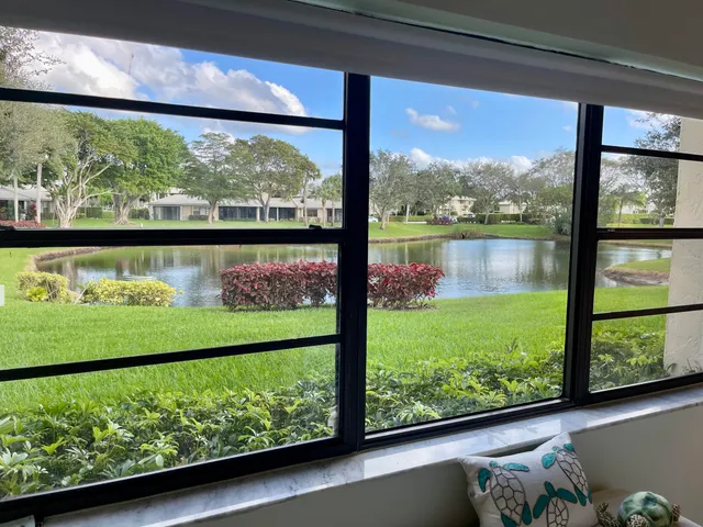 a view of outdoor with large window