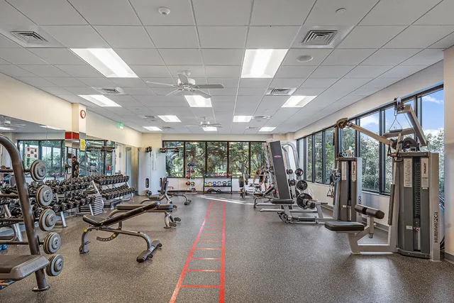 a view of a room with gym equipment