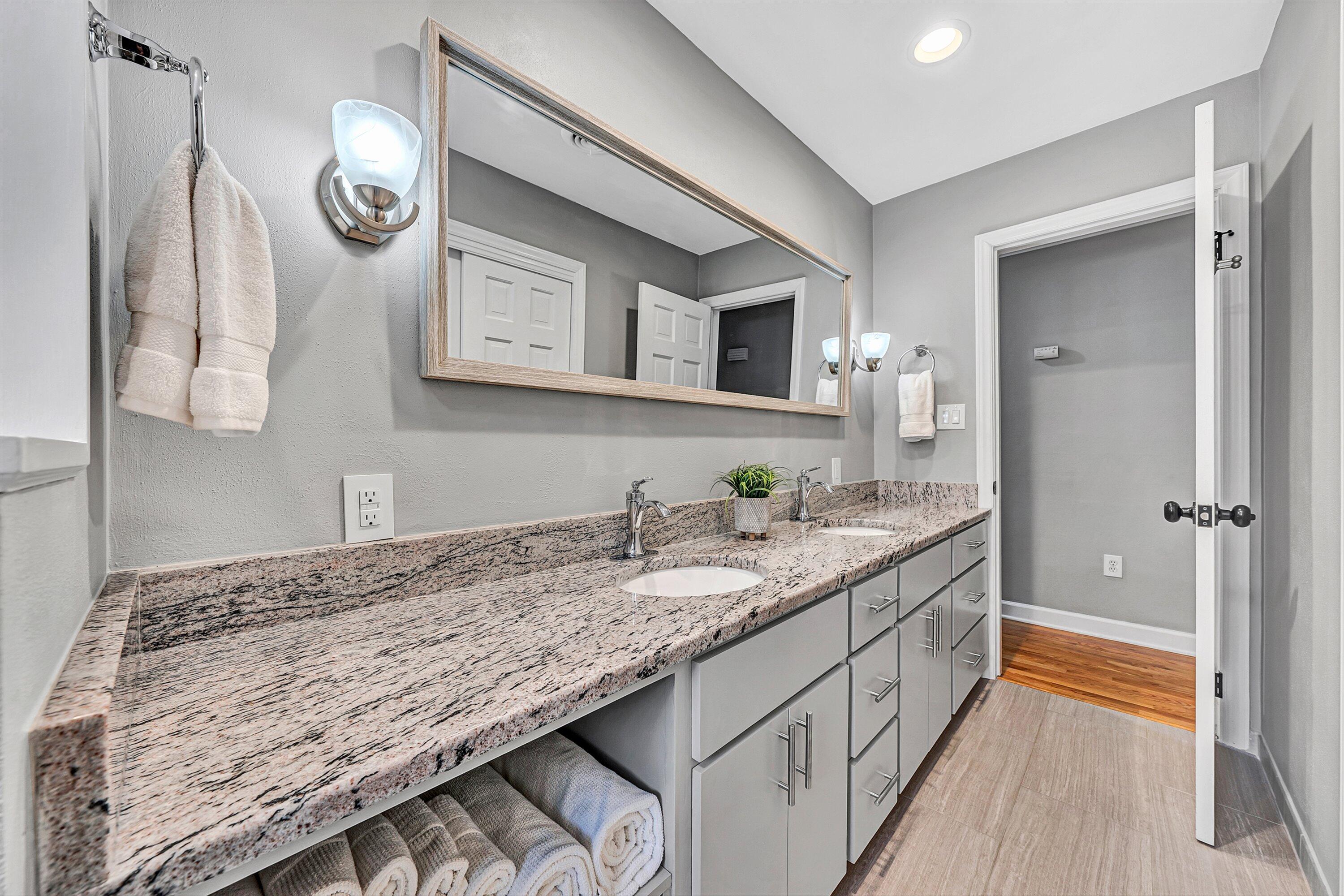 5063 Falcon Ridge Road Roanoke, VA 24018 - Photo 36 of 82 a bathroom with a granite countertop double vanity sink and mirror