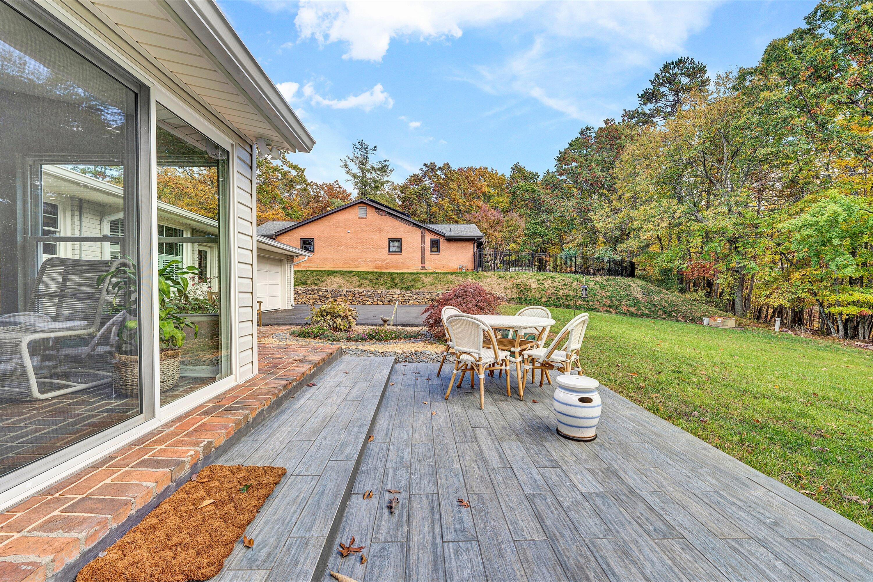 5063 Falcon Ridge Road Roanoke, VA 24018 - Photo 63 of 82 a view of a patio with a dining table and chairs with wooden floor