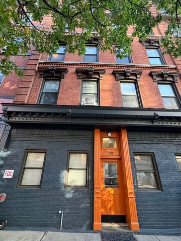 a building view with a tv on the wall