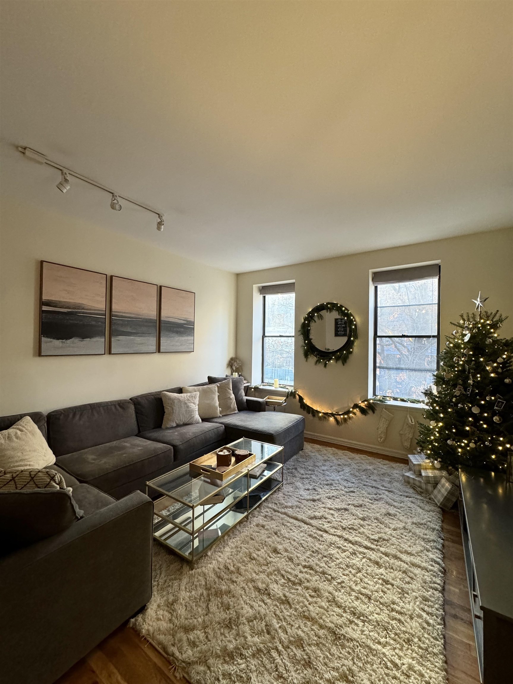 155 14th Street, Unit 2L Hoboken, NJ 07030 - Photo 2 of 13 a living room with furniture windows and a flat screen tv