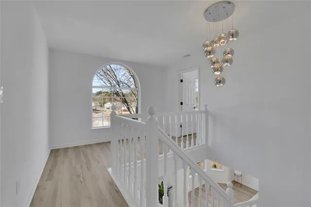 a view of livingroom with wooden floor