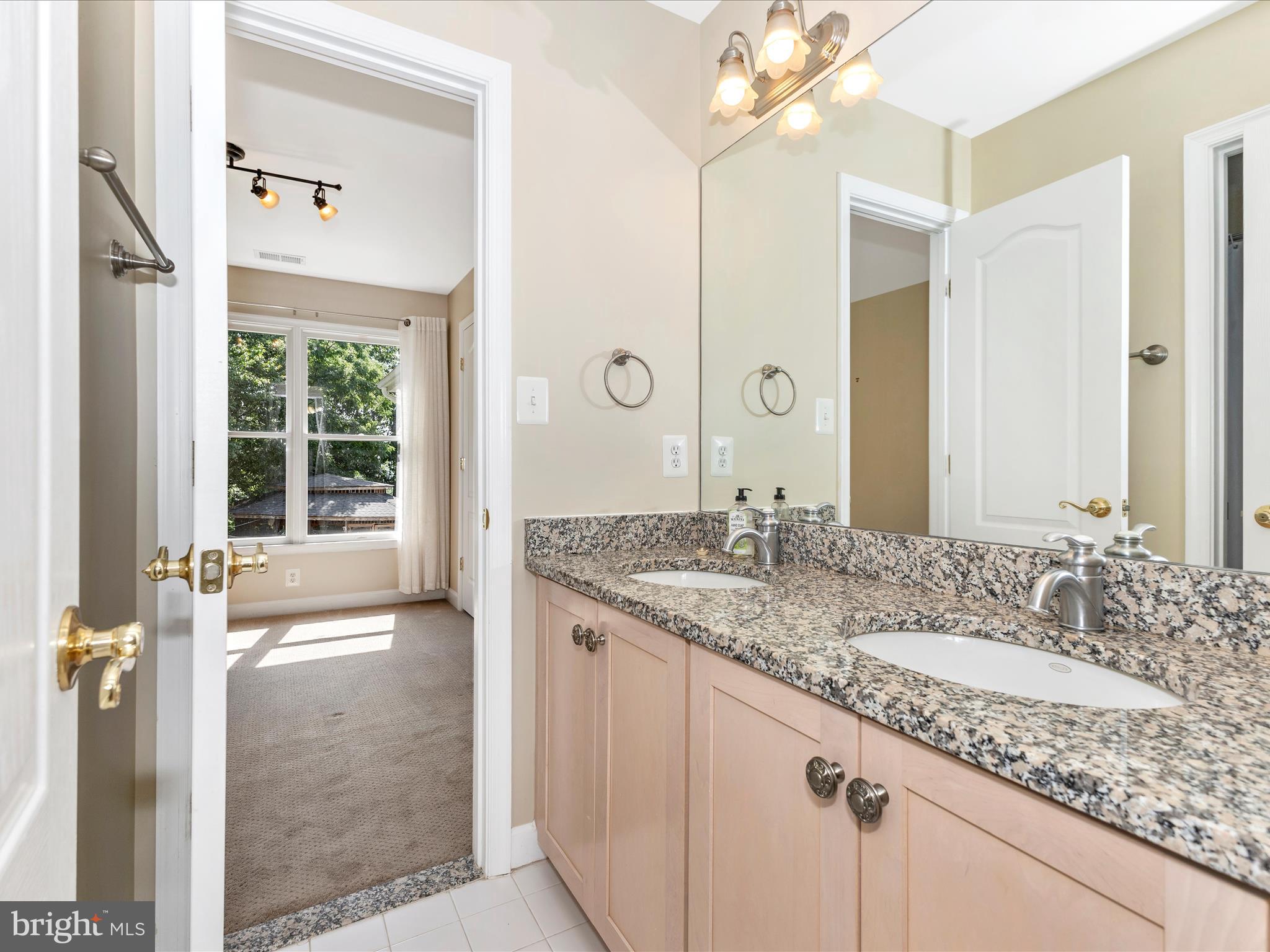 2305 Mt Ephraim Road Adamstown, MD 21710 - Photo 45 of 87 a bathroom with a granite countertop sink a large mirror and a window
