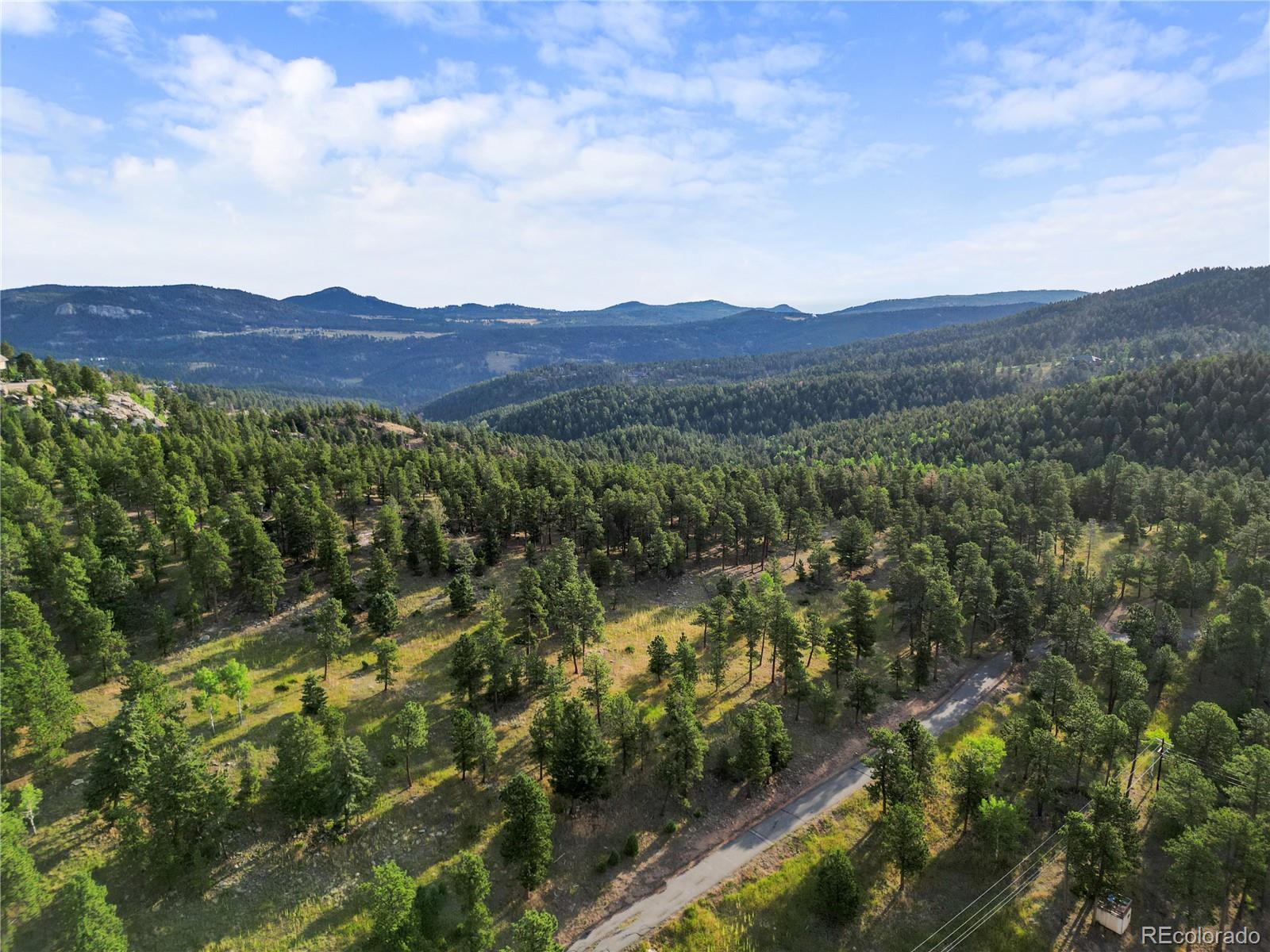 26541 Richmond Hill Road Conifer, CO 80433 - Photo 24 of 27 a view of a lush green forest with mountains in the background