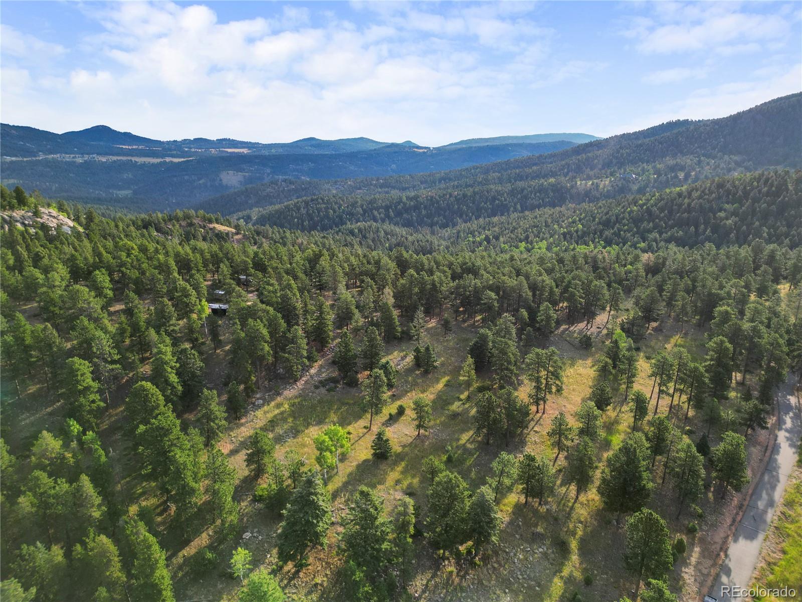 26541 Richmond Hill Road Conifer, CO 80433 - Photo 26 of 27 a view of a forest with mountains in the background