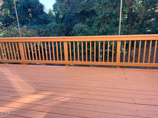 a view of a park with iron fence