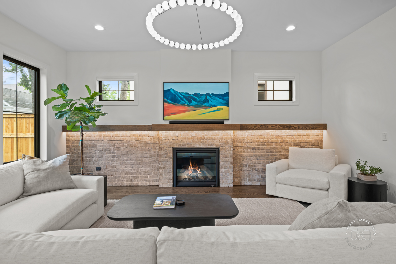 328 South Loomis Street Naperville, IL 60540 - Photo 18 of 47 a living room with furniture a fireplace and a table