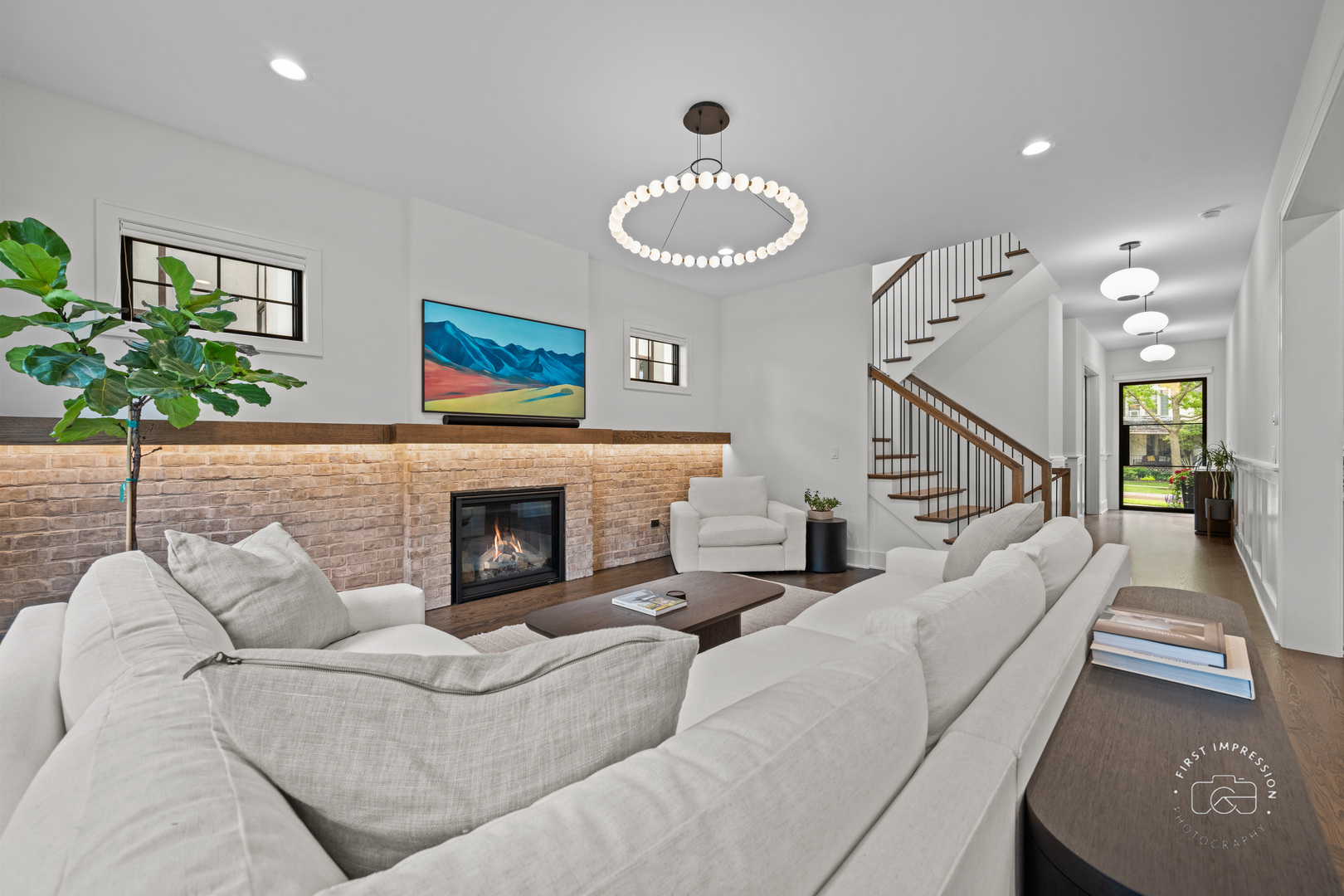 328 South Loomis Street Naperville, IL 60540 - Photo 19 of 47 a living room with furniture and a fireplace