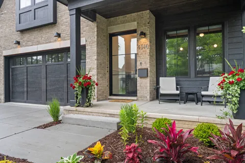 a view of a backyard with a garden