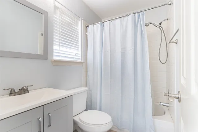 a bathroom with a sink a toilet and mirror