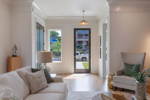 a view of an entryway with staircase