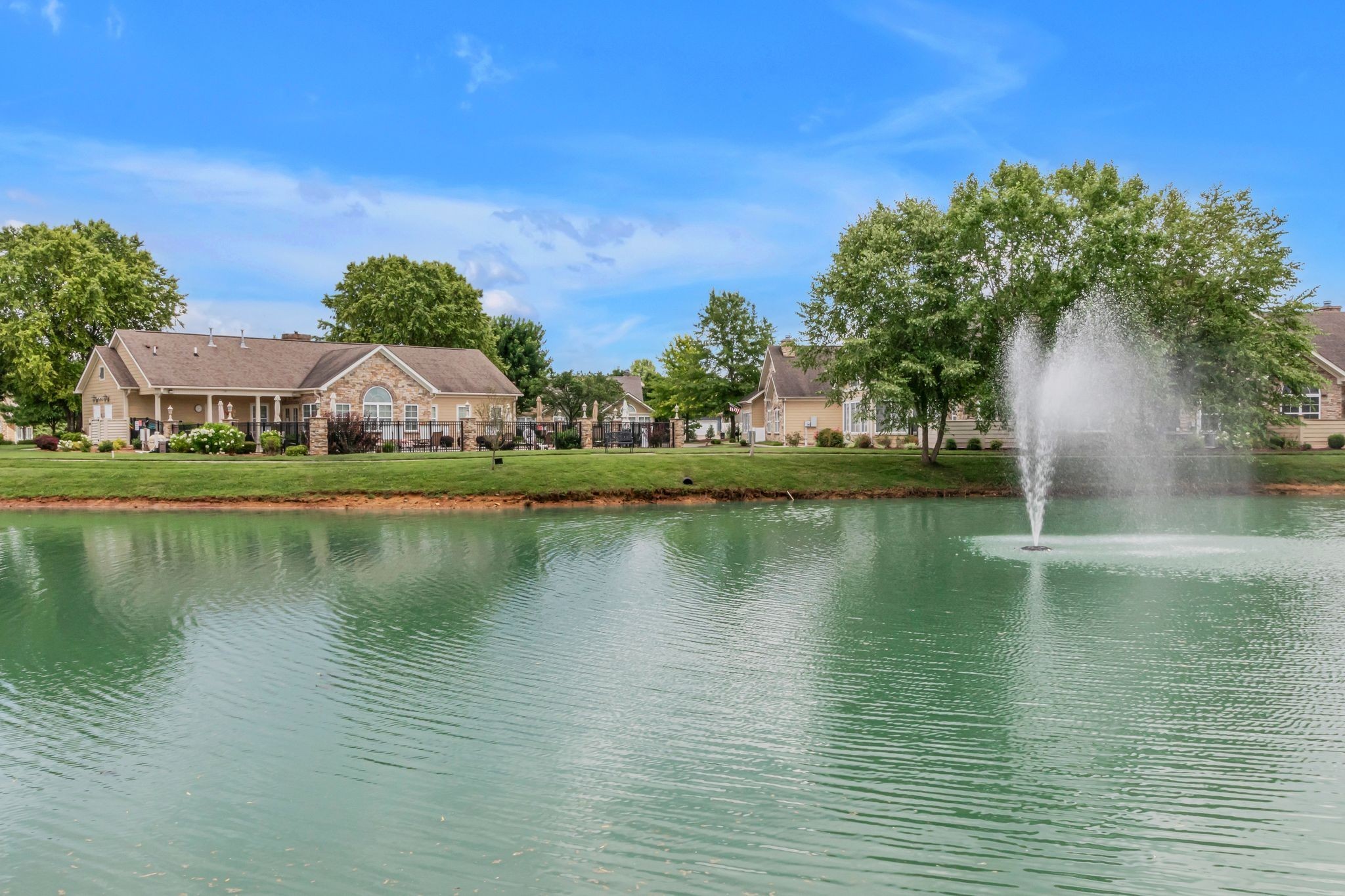 a view of a lake with houses