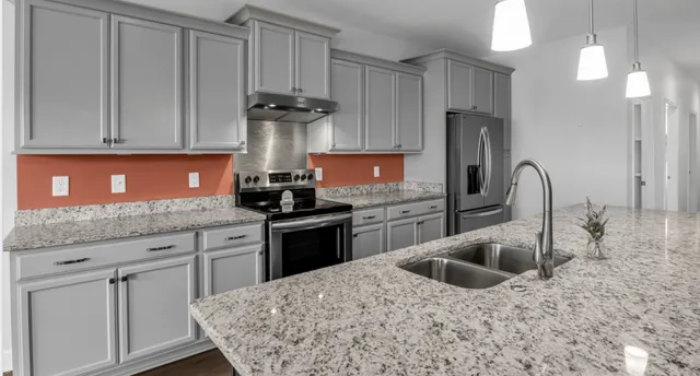 a view of a livingroom with shelves