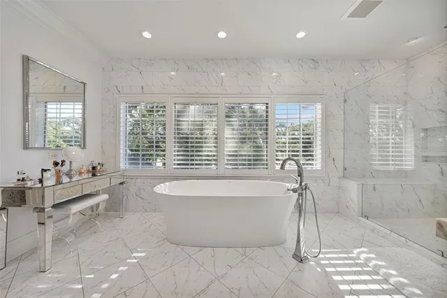 a view of backyard with swimming pool