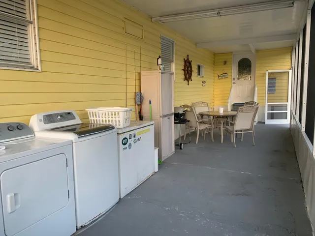 a dining room with furniture
