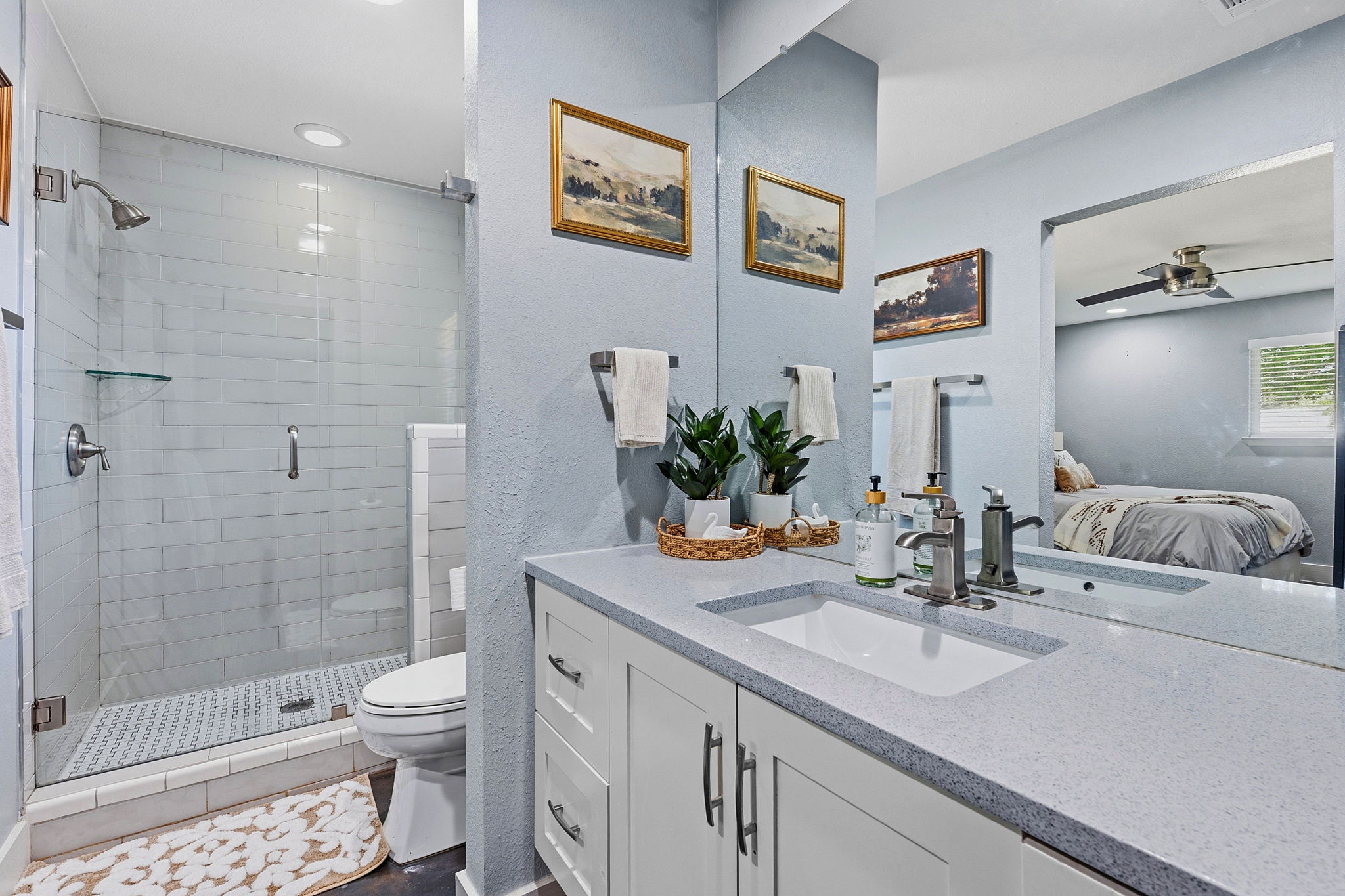 805 Nile Street Austin, TX 78702 - Photo 12 of 22 a bathroom with a sink a toilet and shower