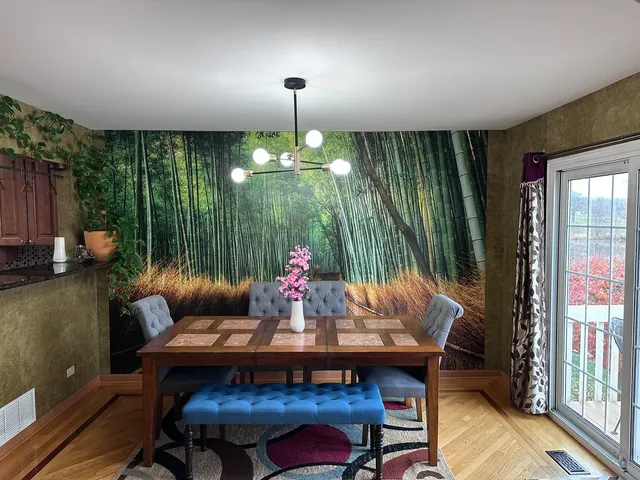 an empty room with windows