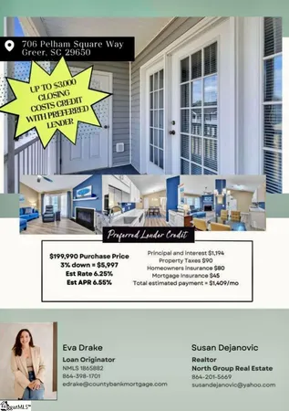 $199,900 | 706 Pelham Square Way, Greer, SC 29650