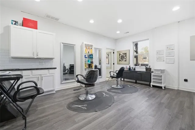 a living room with furniture