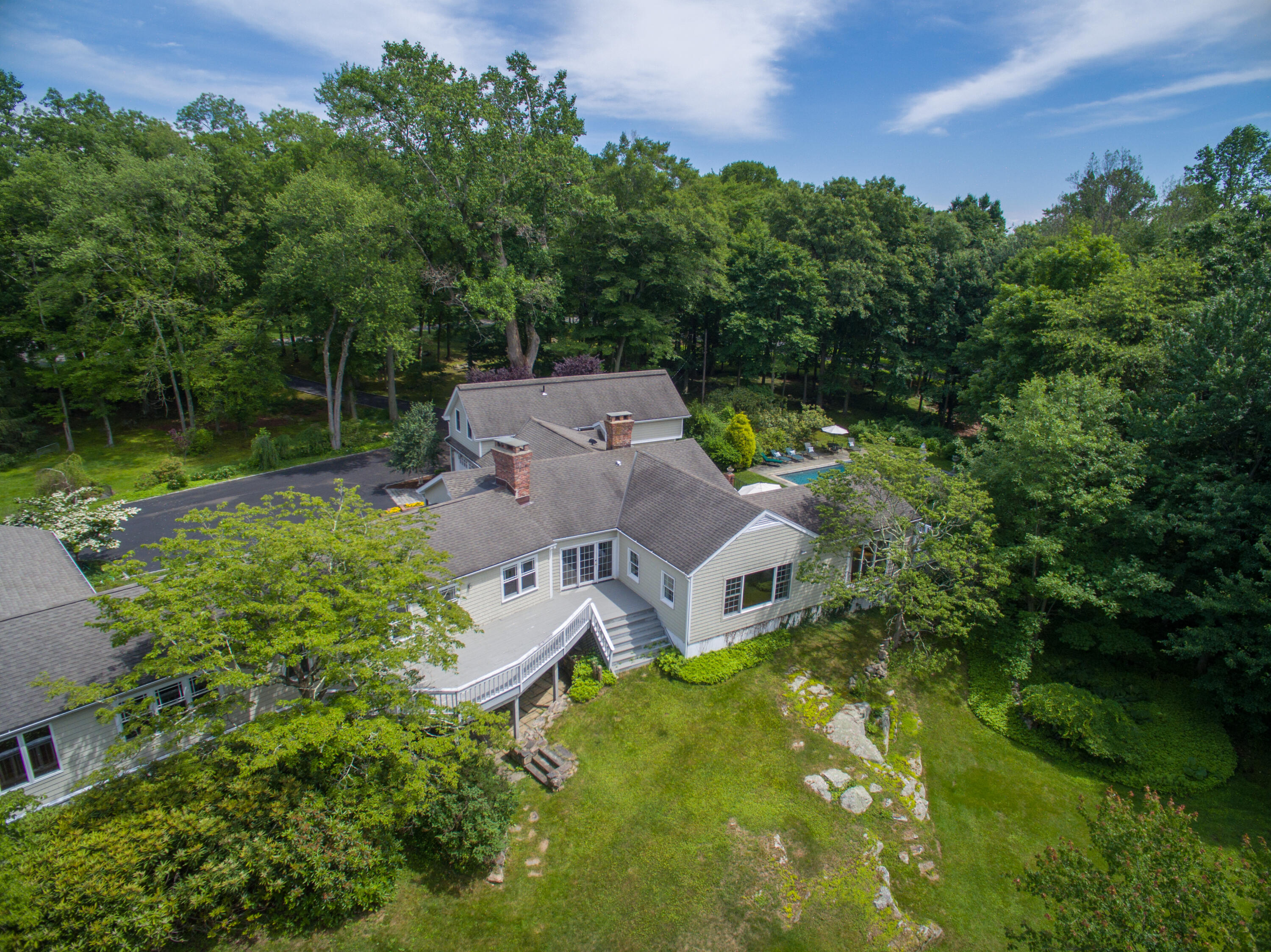 337 Brookside Road Darien, CT 06820 - Photo 29 of 35 an aerial view of a house with garden space and street view