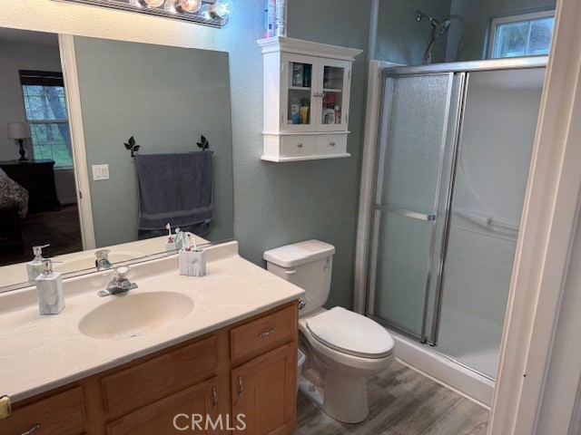 18992 Redbud Road Hidden Valley Lake, CA 95467 - Photo 22 of 39 a bathroom with a sink a toilet a mirror and shower