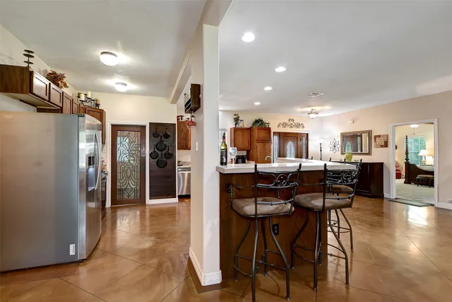 a view of a dining area with furniture