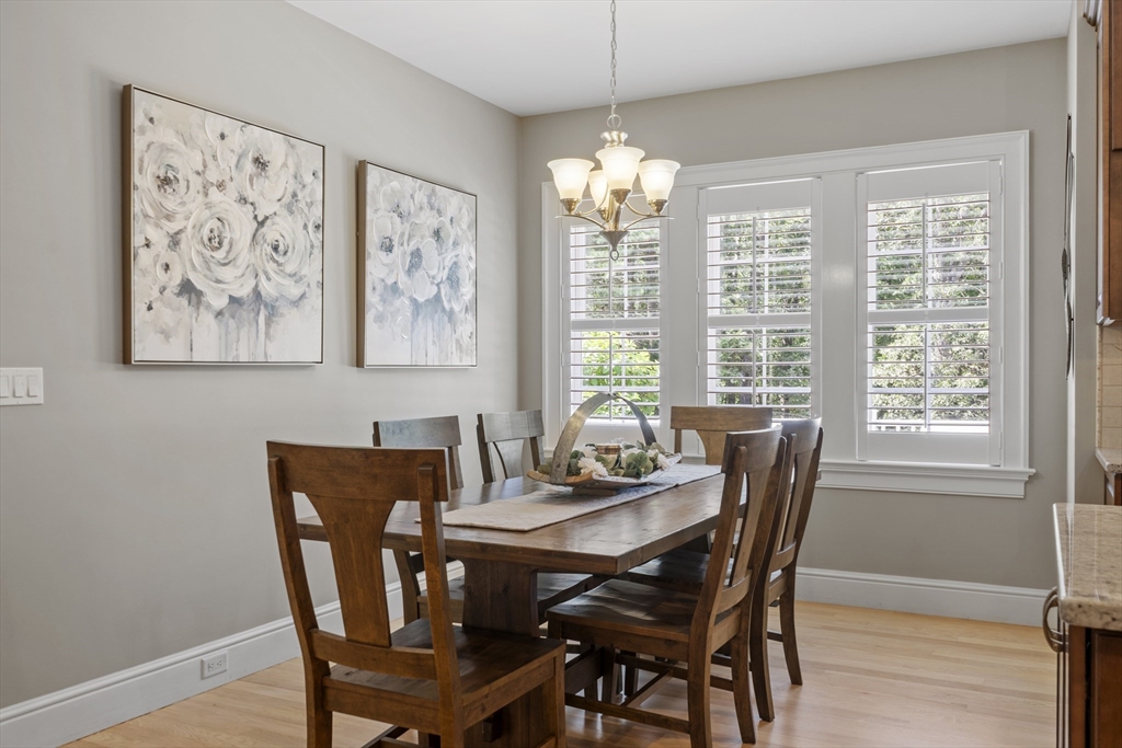 26 Mill Pond Road Bolton, MA 01740 - Photo 7 of 42 a dining room with furniture a chandelier and wooden floor