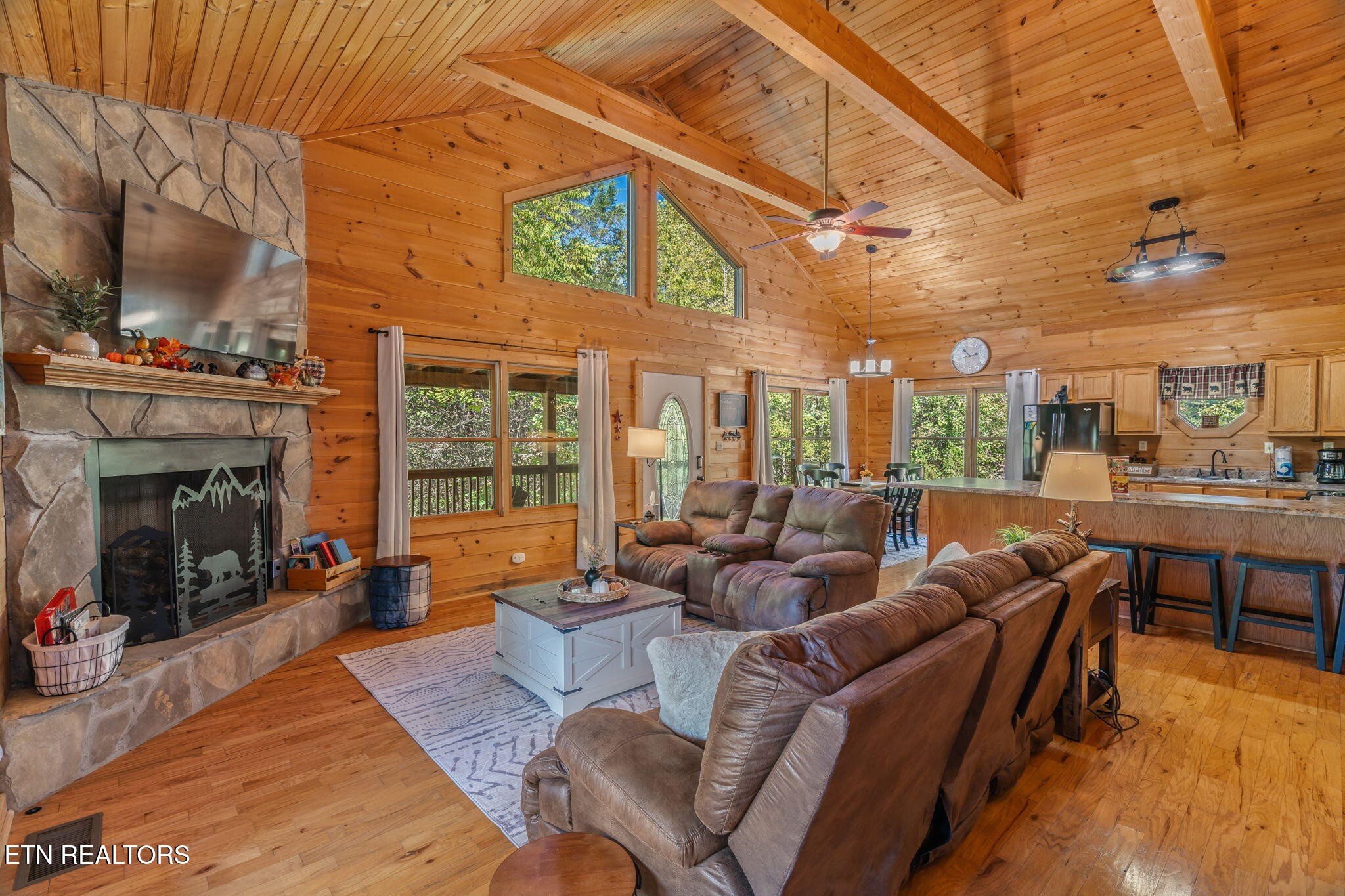 1723 Springer Road Sevierville, TN 37862 - Photo 11 of 43 a living room with furniture a fireplace and a flat screen tv