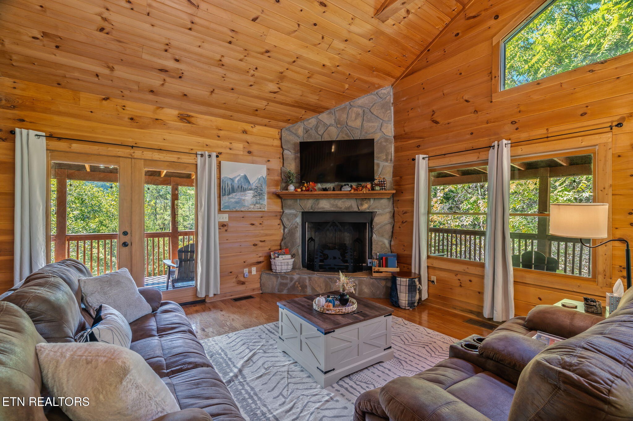 1723 Springer Road Sevierville, TN 37862 - Photo 14 of 43 a living room with furniture a flat screen tv and a fireplace
