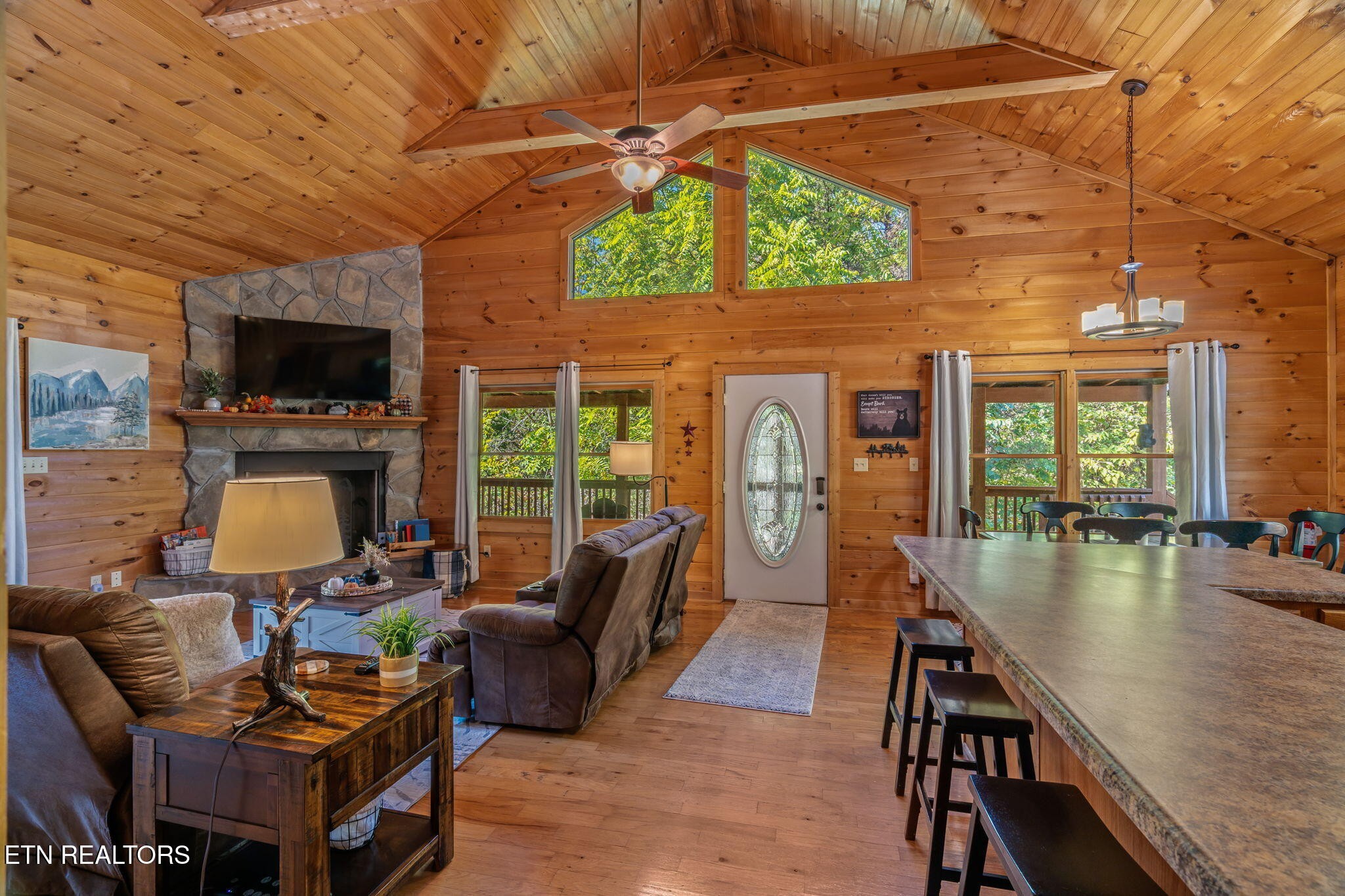 1723 Springer Road Sevierville, TN 37862 - Photo 17 of 43 a living room with furniture a fireplace and a flat screen tv