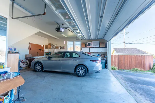 a view of a car in garage