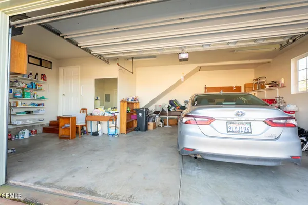 a view of a car in garage