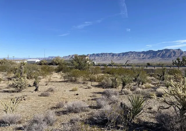 a view of a beach with a mountain in the background