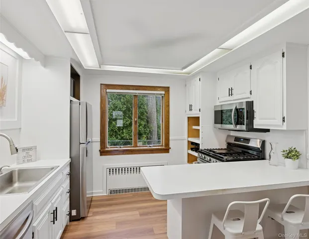 a kitchen with stainless steel appliances a stove a sink and a refrigerator