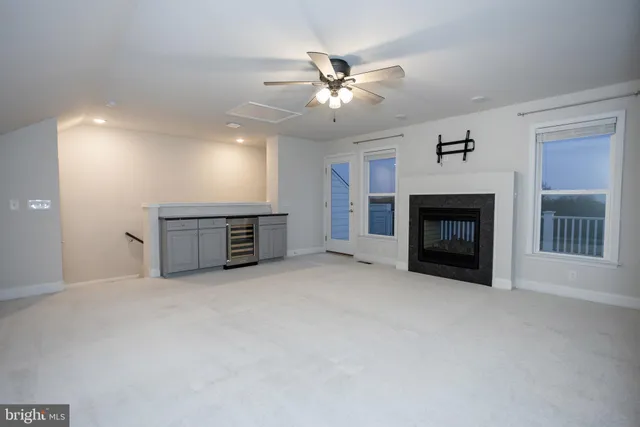 a large building with a small yard