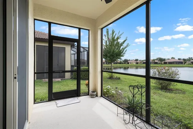 a view of a balcony with lake view