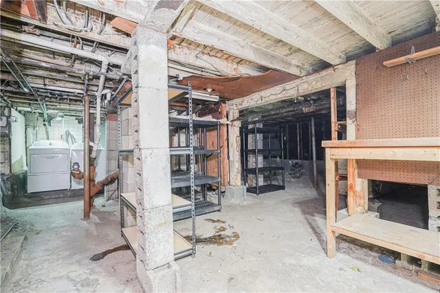 a view of a porch with seating space