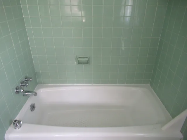a bathroom with a bathtub
