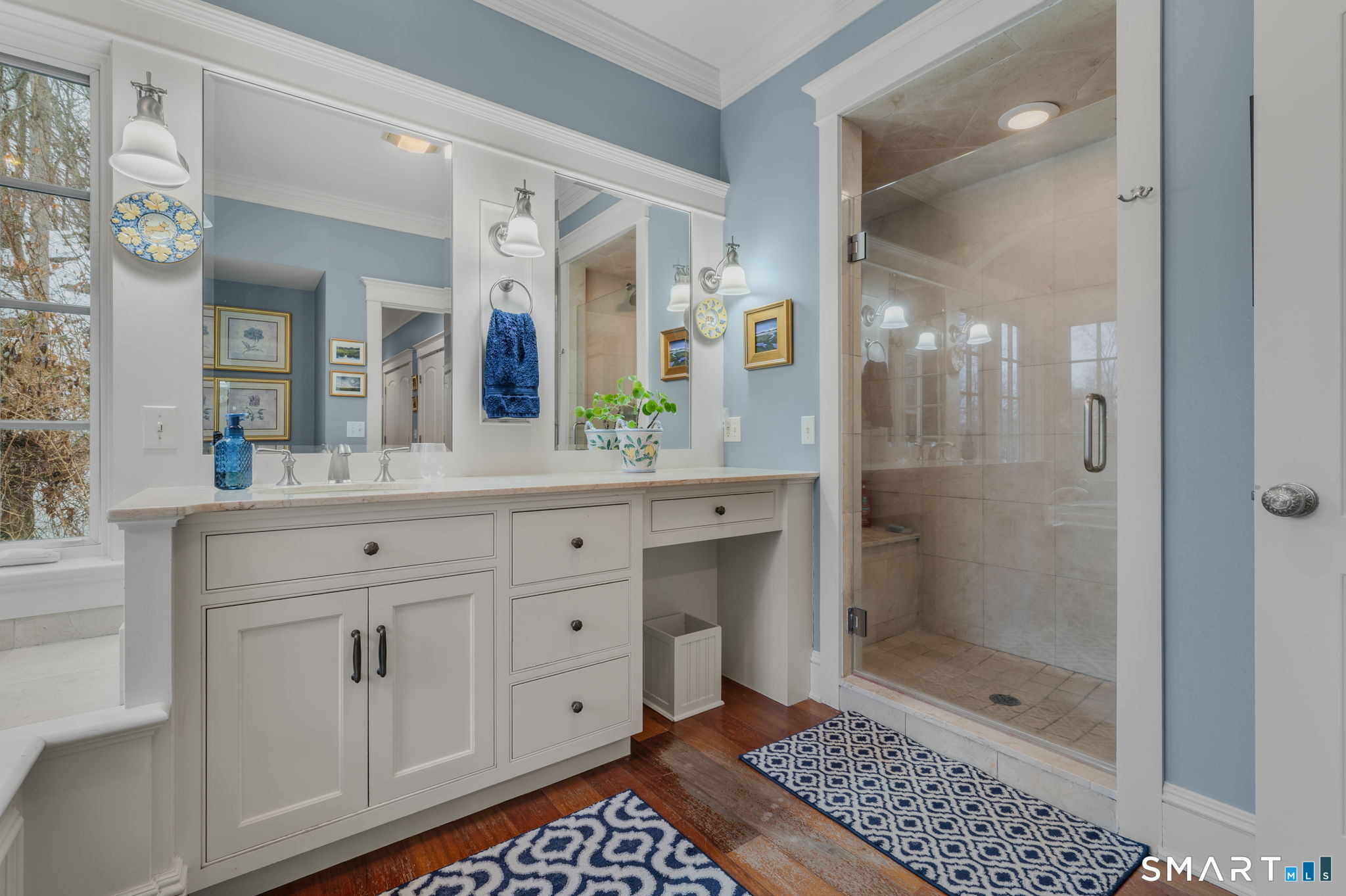 108 Westbrook Road Essex, CT 06409 - Photo 29 of 40 a bathroom with a shower a sink and a mirror