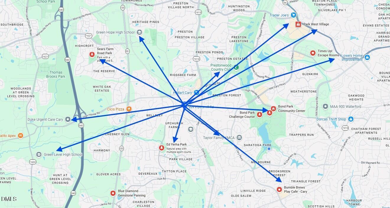 209 Plyersmill Road Cary, NC 27519 - Photo 7 of 50 Things to Do Map