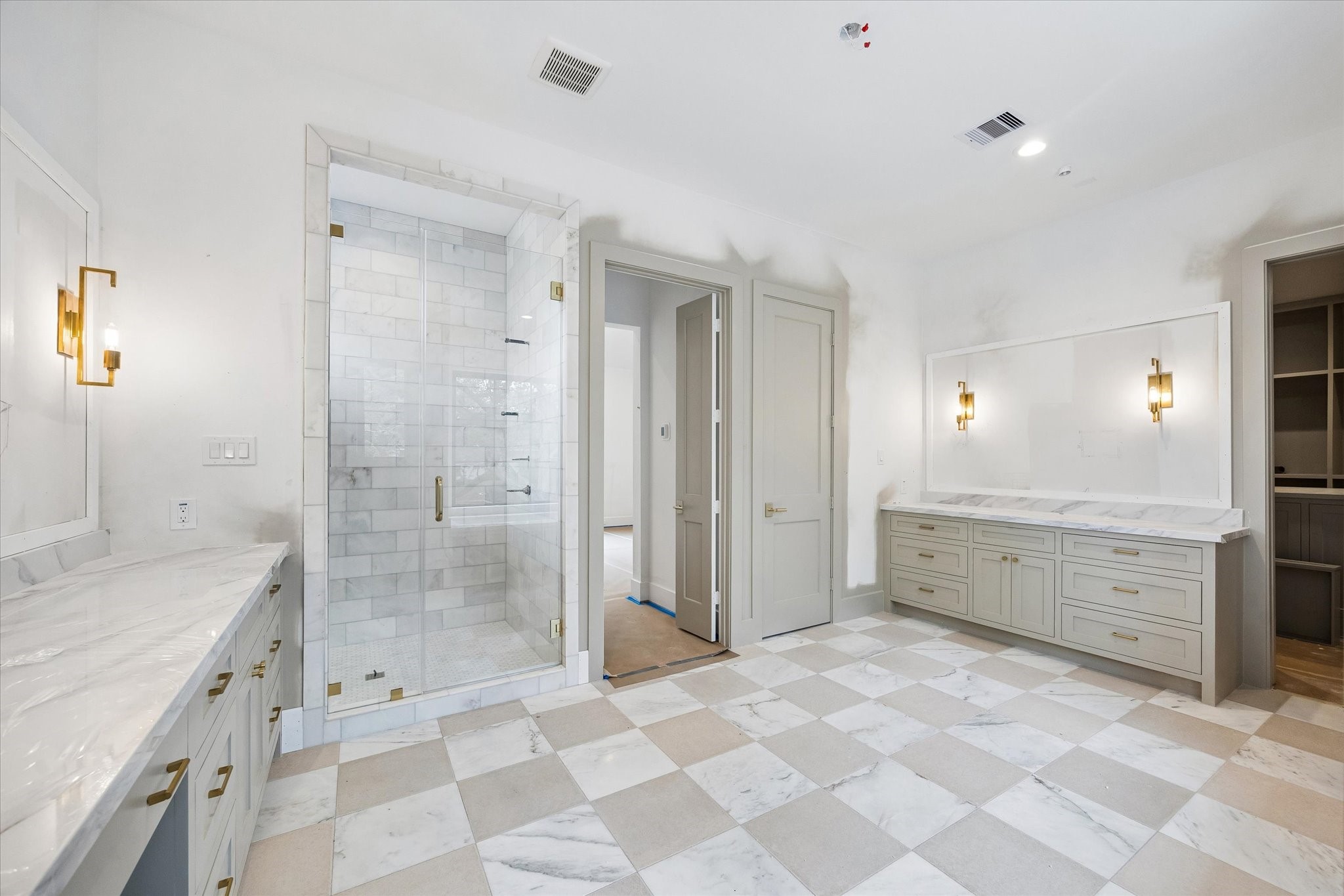 1328 Mickey Way Spring Valley Village, TX 77055 - Photo 14 of 26 Primary bathroom with large walk-in shower. Pictured April 2026.