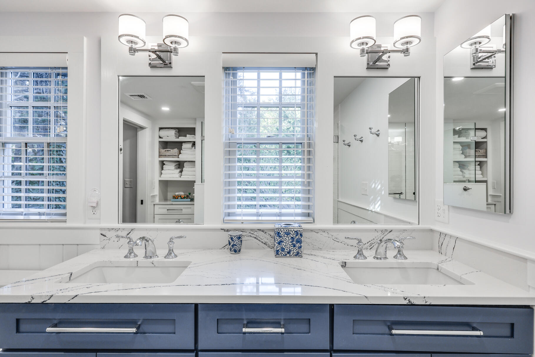 11 Seaview Road Orleans, MA 02653 - Photo 17 of 42 a bathroom with double vanity sinks granite tub and a mirror