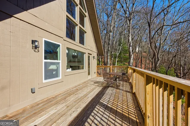 a view of a house with a large window