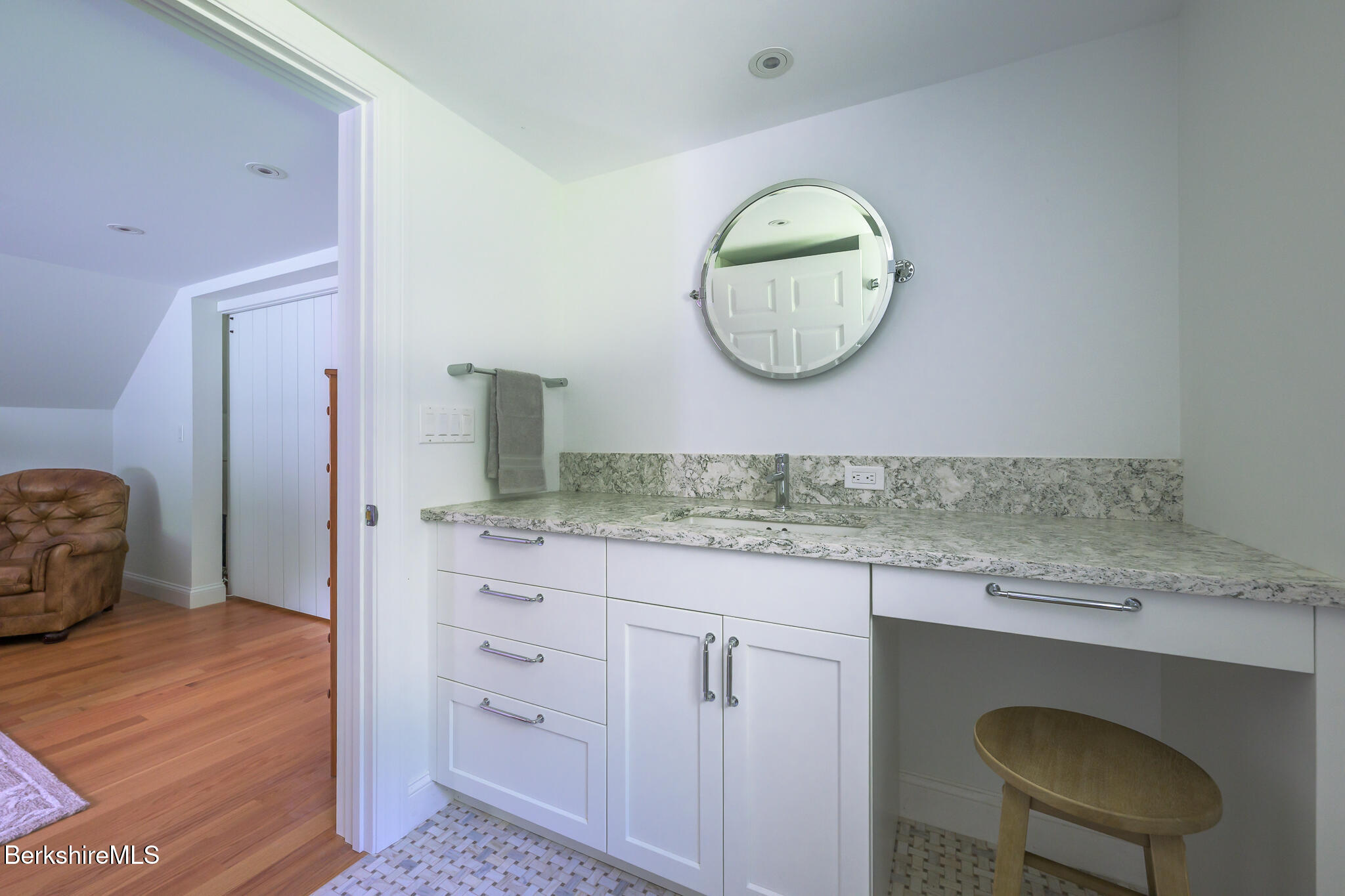 50 Old Village Road Alford, MA 01230 - Photo 48 of 66 a bathroom with a granite countertop sink and a mirror