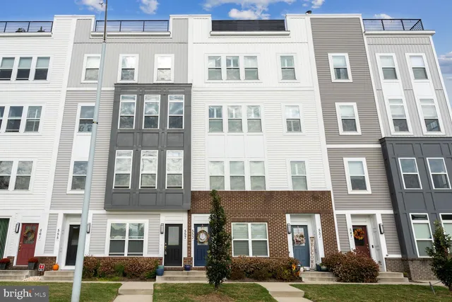 a front view of a brick building
