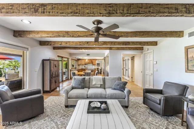 a bedroom with furniture and a bed