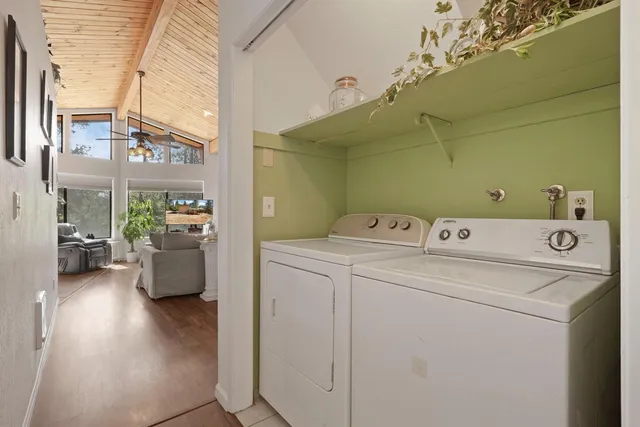 a view of a town with trees